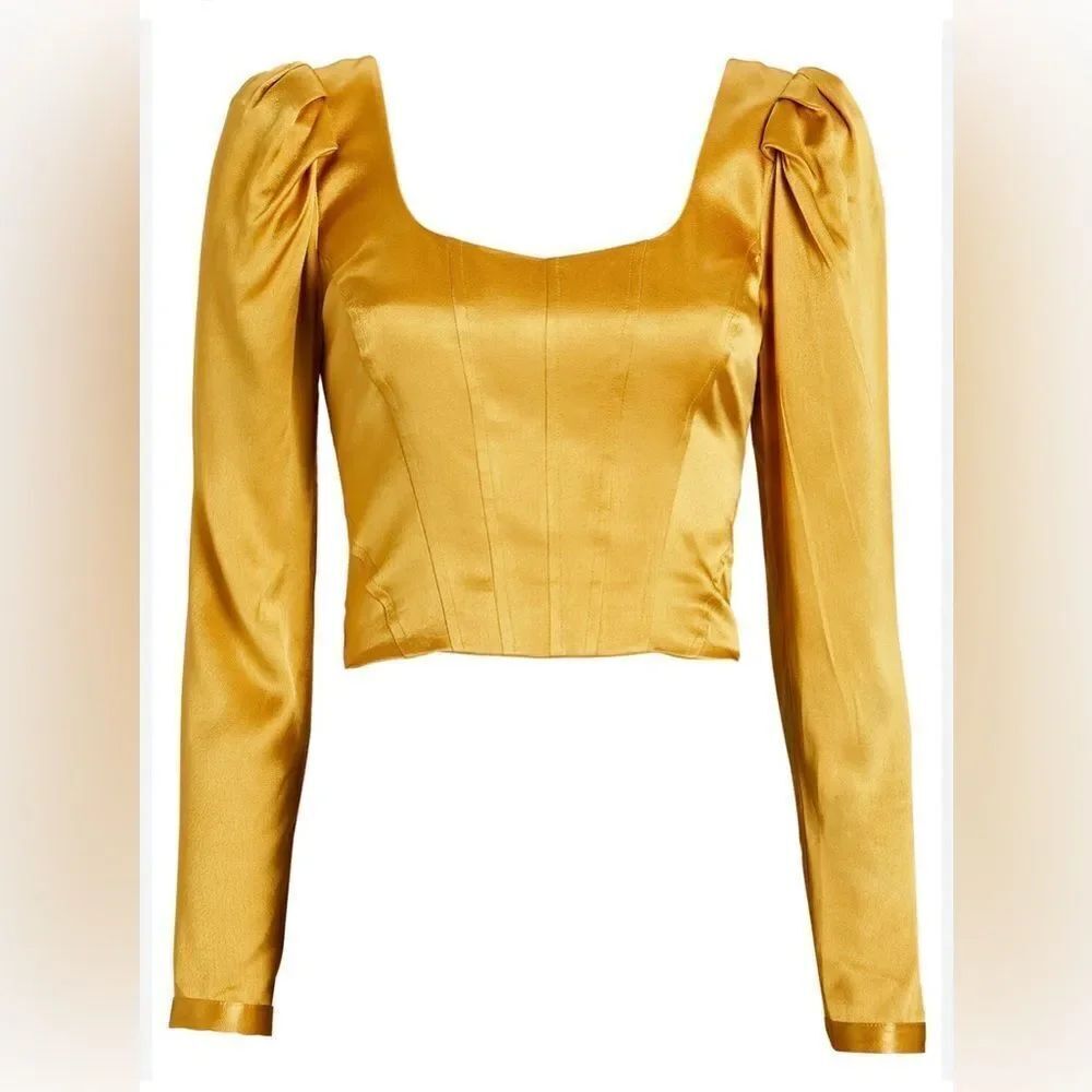 Intermix satin Yellow Women's Top, US10